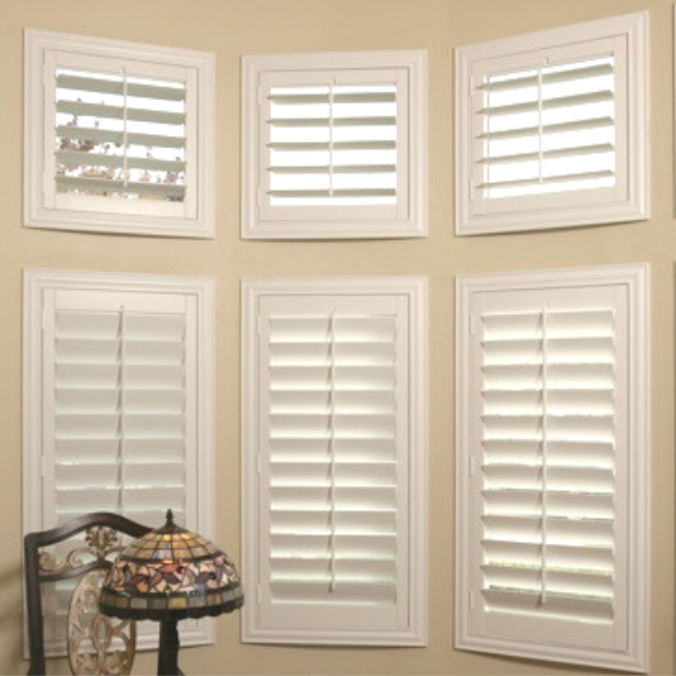 Sunburst shutters on a Boston bay window