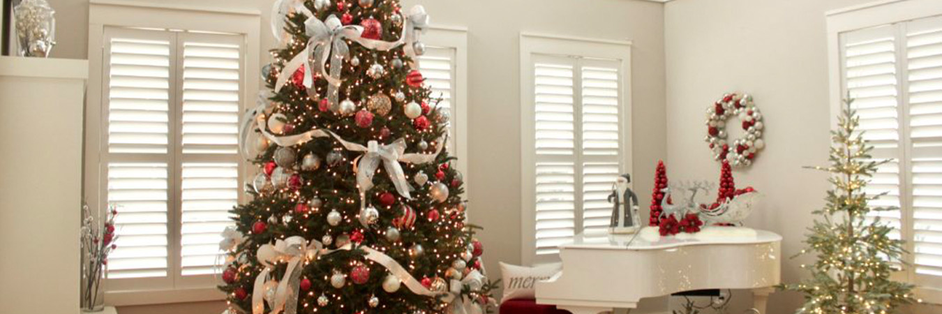 Holiday decor around Polywood shutters